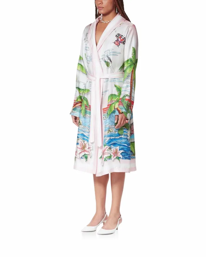 Swimwear Women Casablanca Paris Table Tennis Club Sunset Silk Robe Shirt