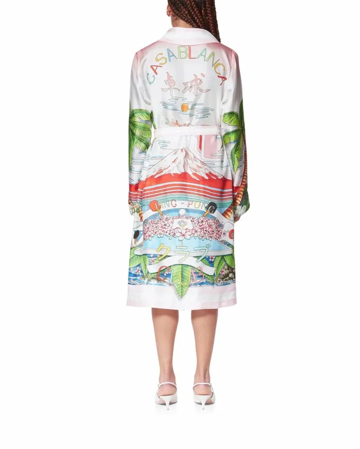 Swimwear Women Casablanca Paris Table Tennis Club Sunset Silk Robe Shirt