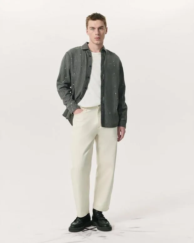 TShirts and Henleys Men rag and bone Classic Flame Tee WhiteDeep NavyJet Black