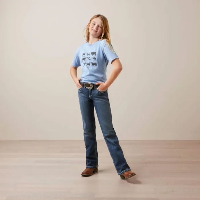 TShirts and Polos Kids Ariat Ariat Cow Chart TShirt Light Blue Heather TShirts and Polos Kids Ariat Ariat Cow Chart TShirt Light Blue Heather