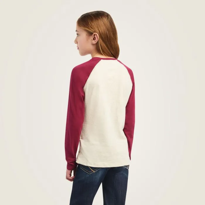 TShirts and Polos Kids Ariat REAL Zuma Baseball Shirt Oatmeal Heather