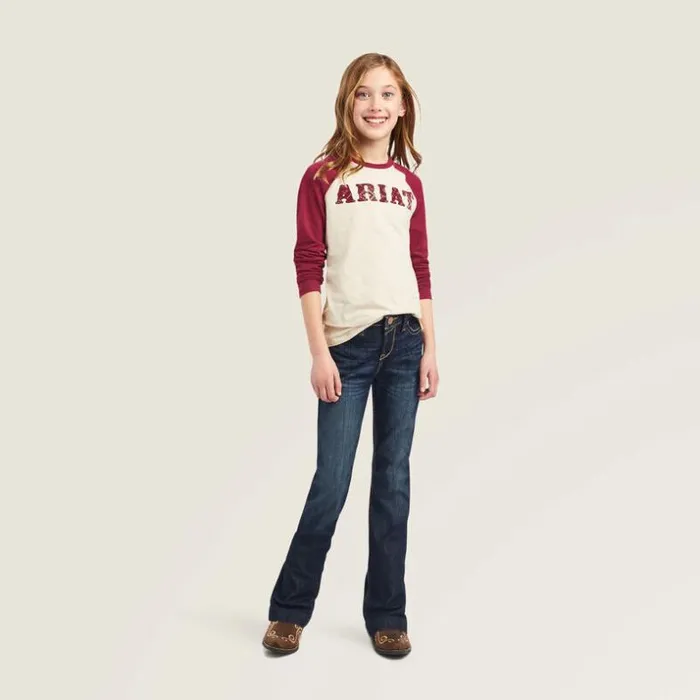 TShirts and Polos Kids Ariat REAL Zuma Baseball Shirt Oatmeal Heather