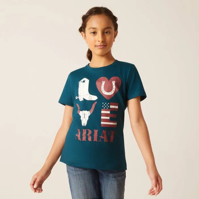 TShirts and Polos Kids Ariat Western Love Shirt Reflecting Pond