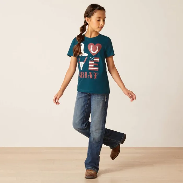 TShirts and Polos Kids Ariat Western Love Shirt Reflecting Pond