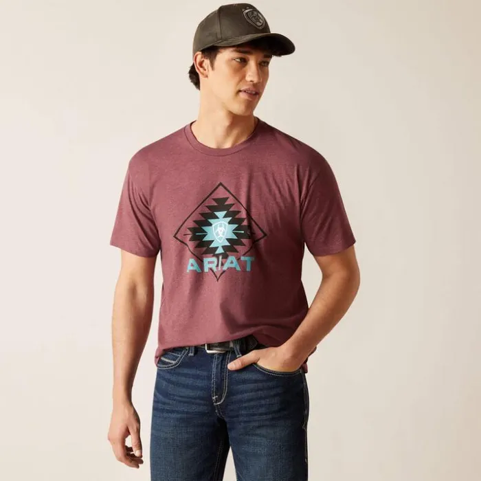TShirts and Polos Men Ariat Ariat Simple Geo Diamond TShirt Burgundy Heather