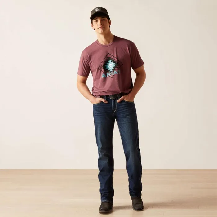 TShirts and Polos Men Ariat Ariat Simple Geo Diamond TShirt Burgundy Heather TShirts and Polos Men Ariat Ariat Simple Geo Diamond TShirt Burgundy Heather