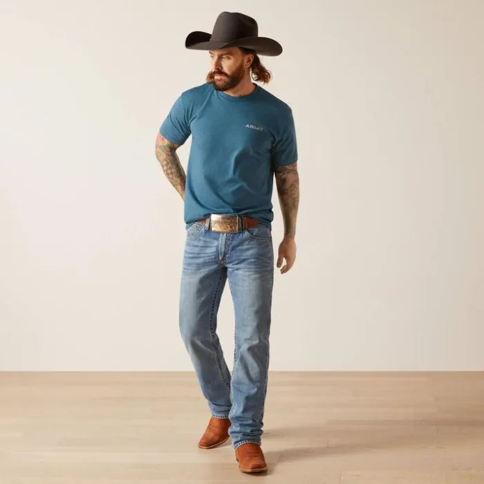 TShirts and Polos Men Ariat Ariat Western Wire TShirt Steel Blue Heather TShirts and Polos Men Ariat Ariat Western Wire TShirt Steel Blue Heather