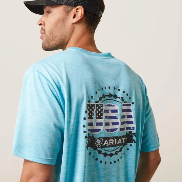 TShirts and Polos Men Ariat Charger Ariat Seal Tee Blue Atoll TShirts and Polos Men Ariat Charger Ariat Seal Tee Blue Atoll