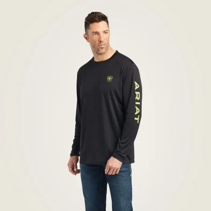 TShirts and Polos Men Ariat Charger Logo TShirt Black Heather Macaw Green