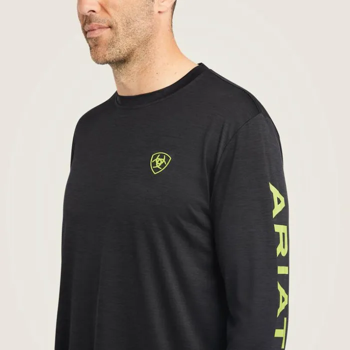 TShirts and Polos Men Ariat Charger Logo TShirt Black Heather Macaw Green TShirts and Polos Men Ariat Charger Logo TShirt Black Heather Macaw Green