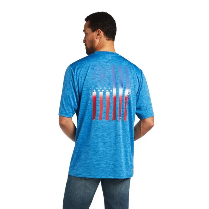 TShirts and Polos Men Ariat Charger Vertical Flag Tee Rush Of Blue