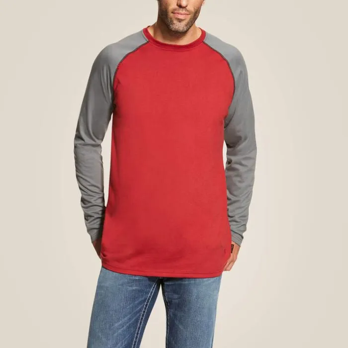 TShirts and Polos Men Ariat FR Baseball TShirt Reddk Grey