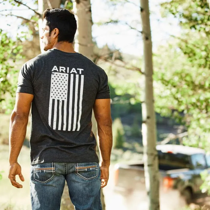 TShirts and Polos Men Ariat Freedom TShirt Charcoal Heather