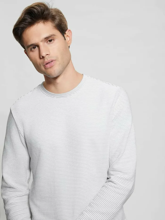 TShirts and Tanks Colima Striped Tee Pure White Multi 8211 GUESS Men