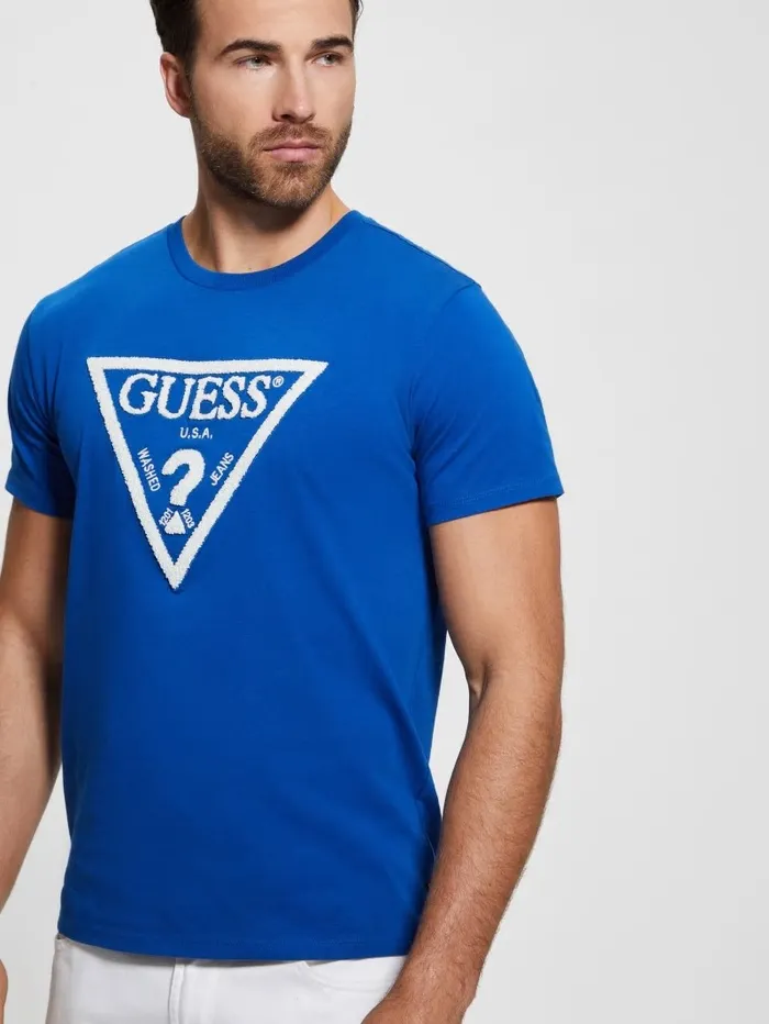 TShirts and Tanks GUESS Men Eco Embroidered Logo Tee Blue Maya