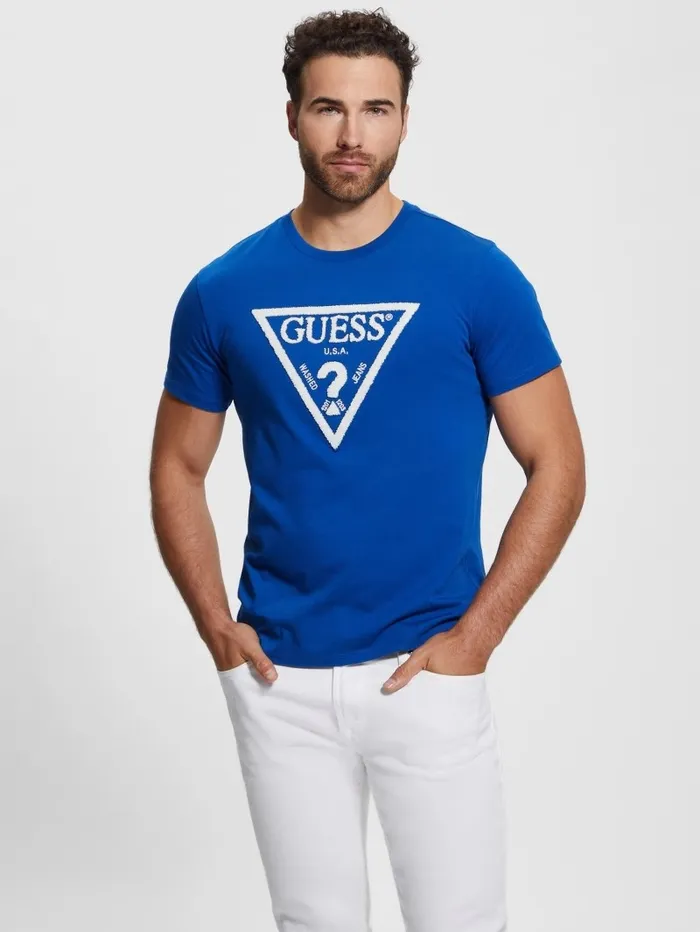 TShirts and Tanks GUESS Men Eco Embroidered Logo Tee Blue Maya TShirts and Tanks GUESS Men Eco Embroidered Logo Tee Blue Maya