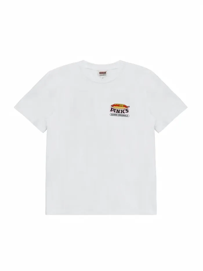 TShirts and Tanks GUESS Originals x Pink8217s Hot Dogs Tee Pure White 8211 GUESS Men TShirts and Tanks GUESS Originals x Pink8217s Hot Dogs Tee Pure White 8211 GUESS Men