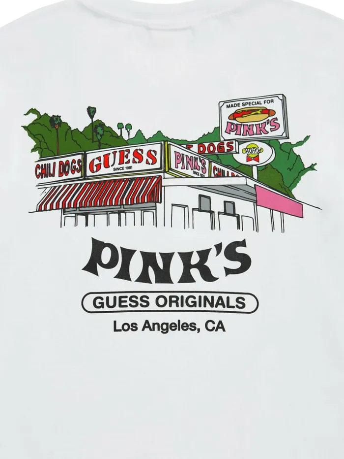 TShirts and Tanks GUESS Originals x Pink8217s Hot Dogs Tee Pure White 8211 GUESS Men TShirts and Tanks GUESS Originals x Pink8217s Hot Dogs Tee Pure White 8211 GUESS Men