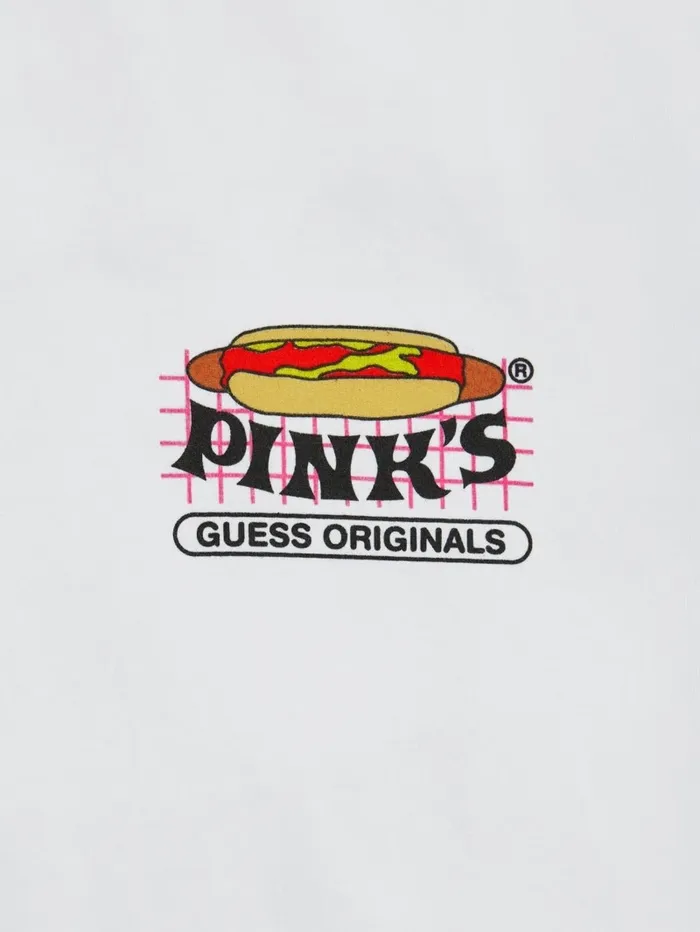 TShirts and Tanks GUESS Originals x Pink8217s Hot Dogs Tee Pure White 8211 GUESS Men TShirts and Tanks GUESS Originals x Pink8217s Hot Dogs Tee Pure White 8211 GUESS Men
