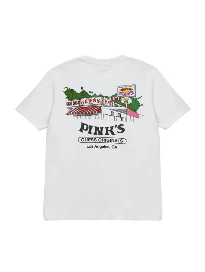 TShirts and Tanks GUESS Originals x Pink8217s Hot Dogs Tee Pure White 8211 GUESS Men TShirts and Tanks GUESS Originals x Pink8217s Hot Dogs Tee Pure White 8211 GUESS Men