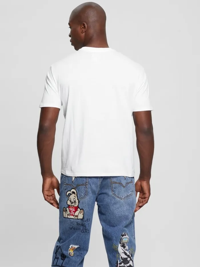 TShirts and Tanks Men GUESS Cartoon Signature Tee Pure White TShirts and Tanks Men GUESS Cartoon Signature Tee Pure White
