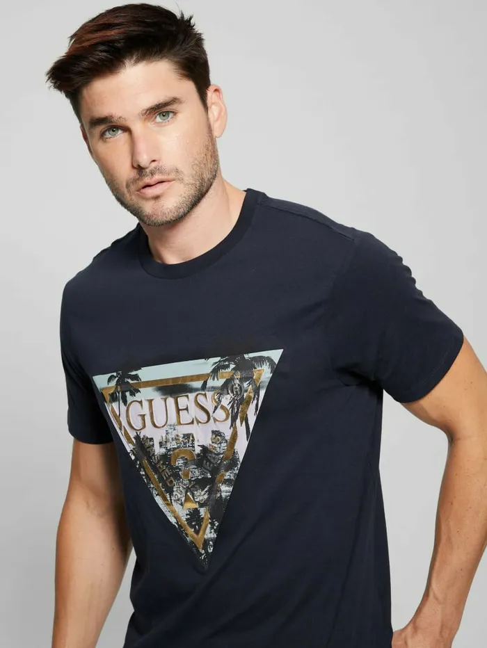 TShirts and Tanks Men GUESS GUESS Crewneck Logo Tee Bleu lgant