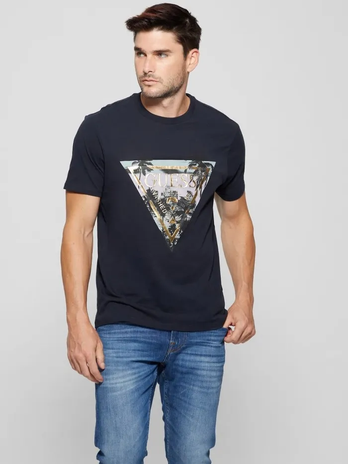 TShirts and Tanks Men GUESS GUESS Crewneck Logo Tee Bleu lgant TShirts and Tanks Men GUESS GUESS Crewneck Logo Tee Bleu lgant