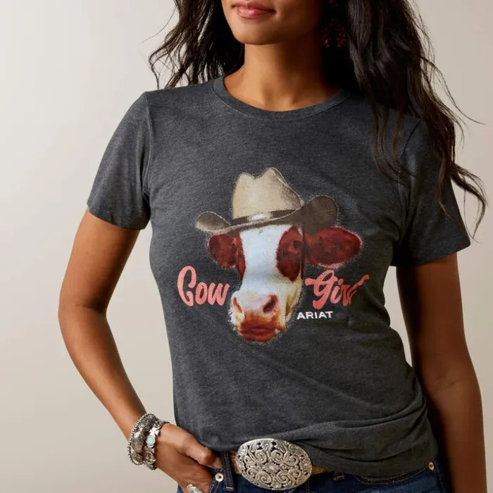TShirts and Tops Women Ariat Ariat Cow Girl TShirt Charcoal Heather TShirts and Tops Women Ariat Ariat Cow Girl TShirt Charcoal Heather