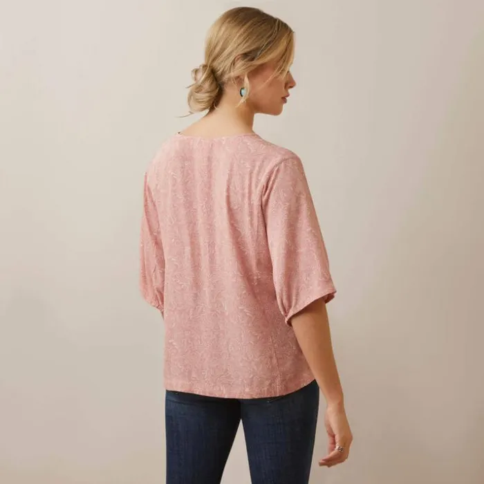 TShirts and Tops Women Ariat Desert Dreams Top Island Blush Tooled Print TShirts and Tops Women Ariat Desert Dreams Top Island Blush Tooled Print