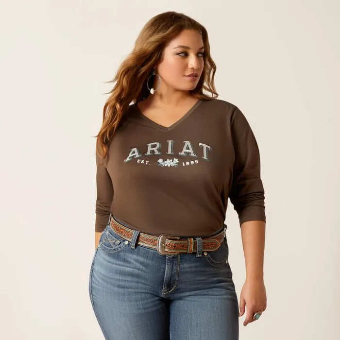 TShirts and Tops Women Ariat Flora Tee Banyan Bark TShirts and Tops Women Ariat Flora Tee Banyan Bark