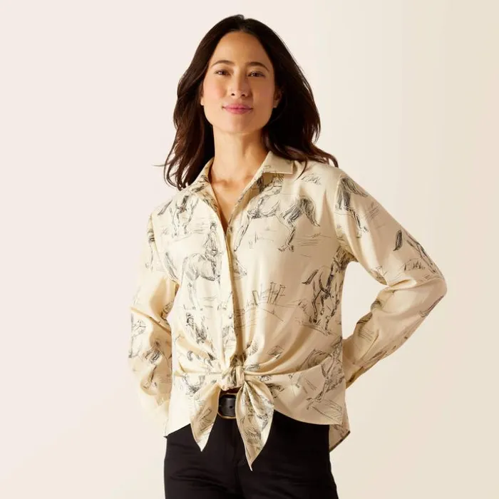 TShirts and Tops Women Ariat Larkspur Blouse Ivory Toile