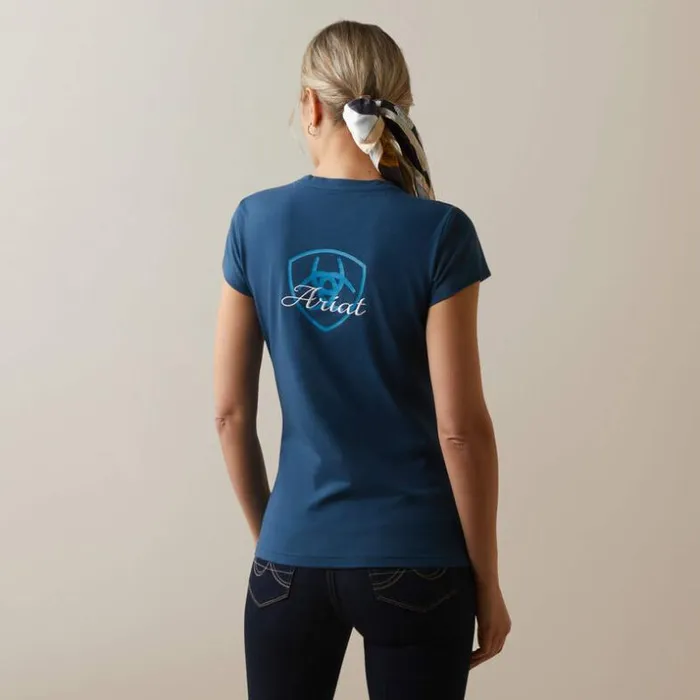 TShirts and Tops Women Ariat Logo Script TShirt Deep Petroleum