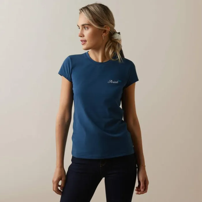 TShirts and Tops Women Ariat Logo Script TShirt Deep Petroleum TShirts and Tops Women Ariat Logo Script TShirt Deep Petroleum