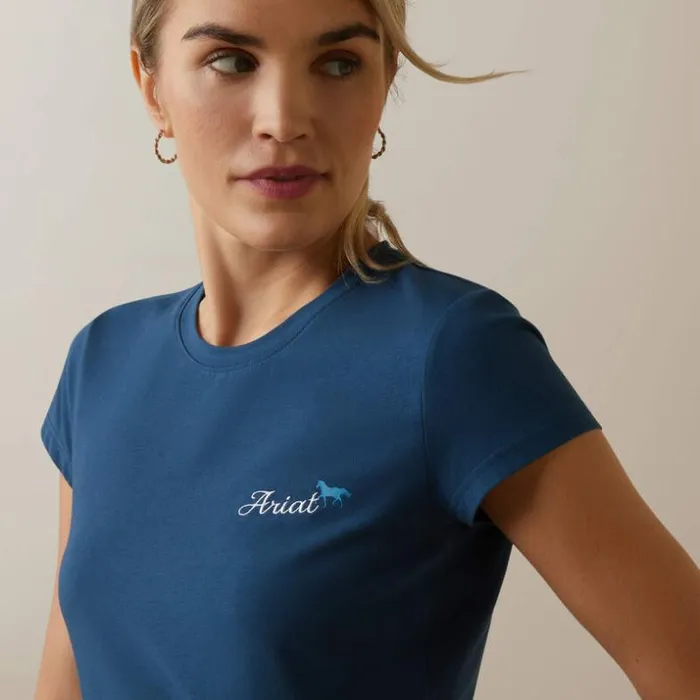 TShirts and Tops Women Ariat Logo Script TShirt Deep Petroleum TShirts and Tops Women Ariat Logo Script TShirt Deep Petroleum
