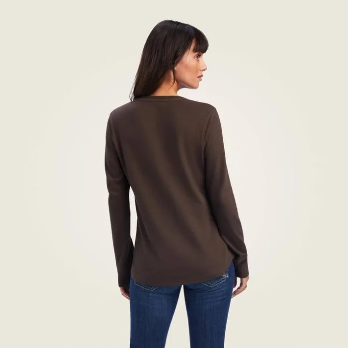 TShirts and Tops Women Ariat REAL Henley Shirt Brazil Nut TShirts and Tops Women Ariat REAL Henley Shirt Brazil Nut