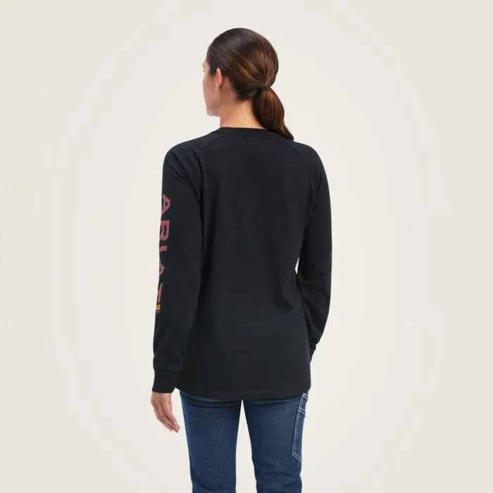 TShirts and Tops Women Ariat Rebar Cotton Strong Logo Graphic Black Rosewood