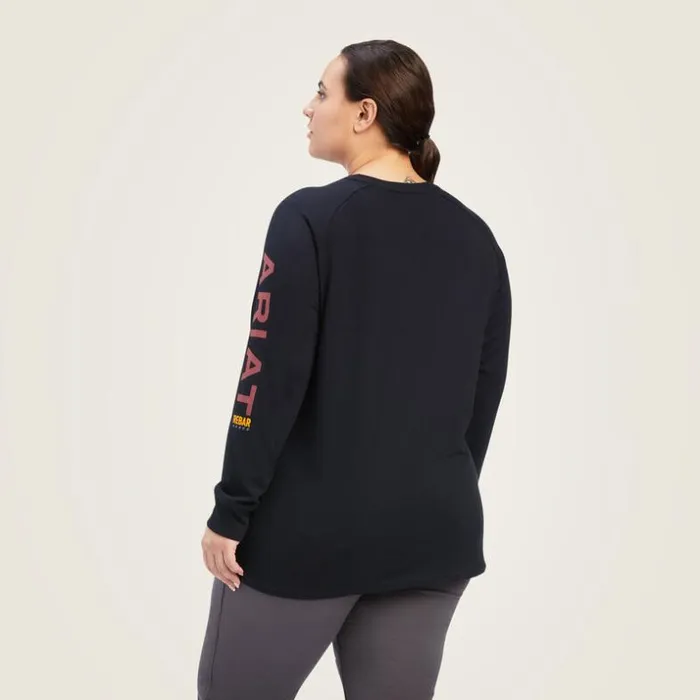TShirts and Tops Women Ariat Rebar Cotton Strong Logo Graphic Black Rosewood