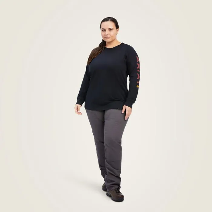 TShirts and Tops Women Ariat Rebar Cotton Strong Logo Graphic Black Rosewood