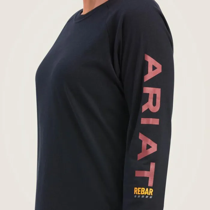 TShirts and Tops Women Ariat Rebar Cotton Strong Logo Graphic Black Rosewood