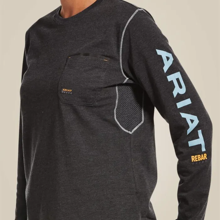 TShirts and Tops Women Ariat Rebar Workman Logo TShirt Charcoal Heather