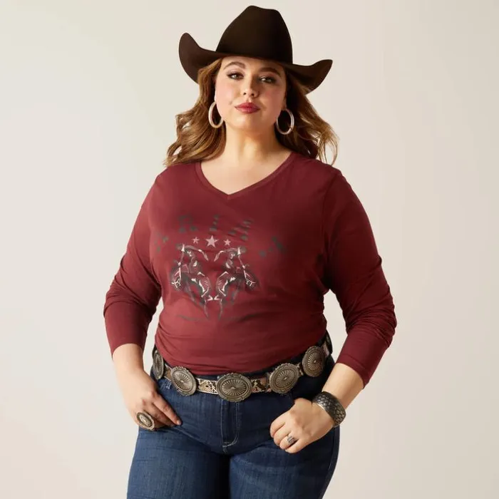TShirts and Tops Women Ariat Rodeo TShirt Oxblood Red