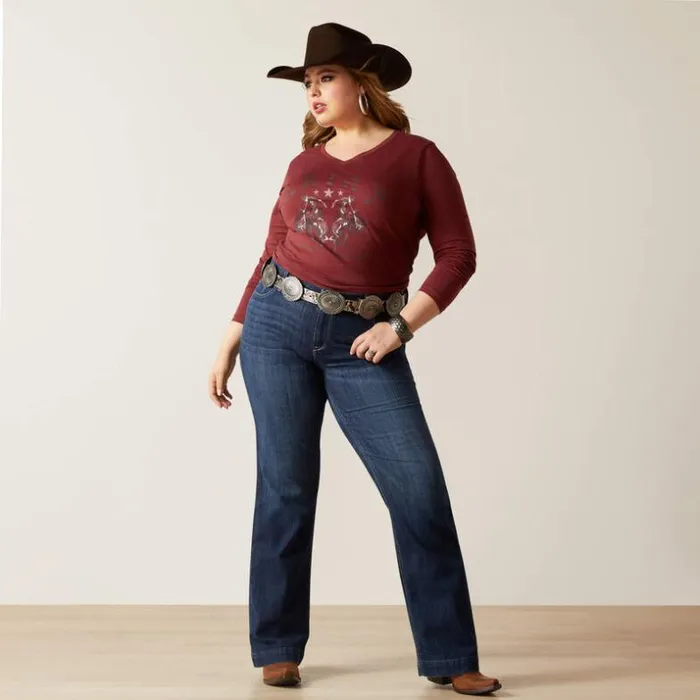 TShirts and Tops Women Ariat Rodeo TShirt Oxblood Red