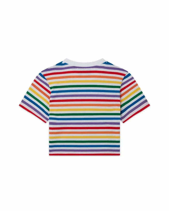TShirts Women Casablanca Paris Rainbow Stripe Cropped TShirt