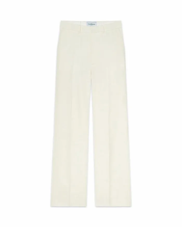 Tailoring Men Casablanca Paris OffWhite Silk Suiting Wide Leg Trousers