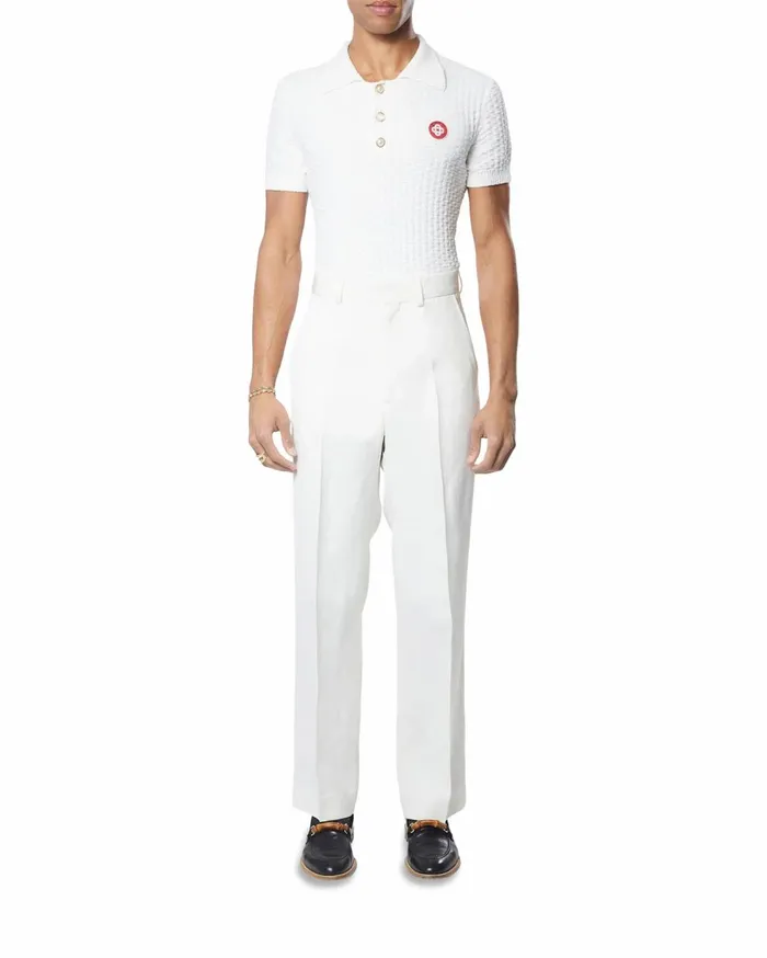 Tailoring Men Casablanca Paris OffWhite Silk Suiting Wide Leg Trousers