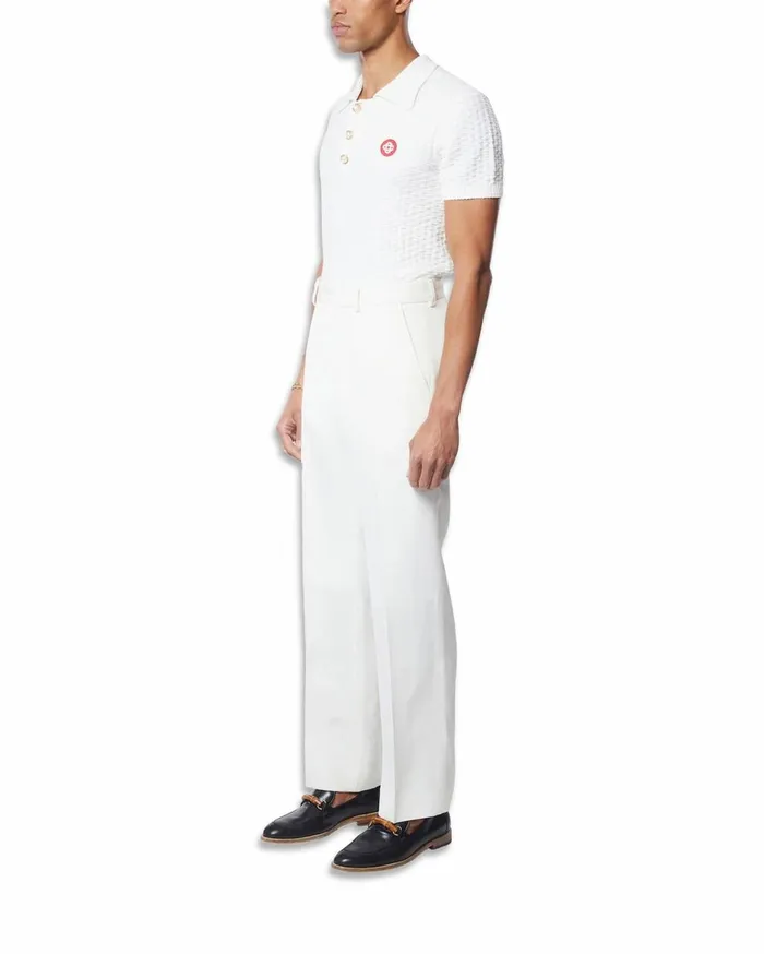 Tailoring Men Casablanca Paris OffWhite Silk Suiting Wide Leg Trousers