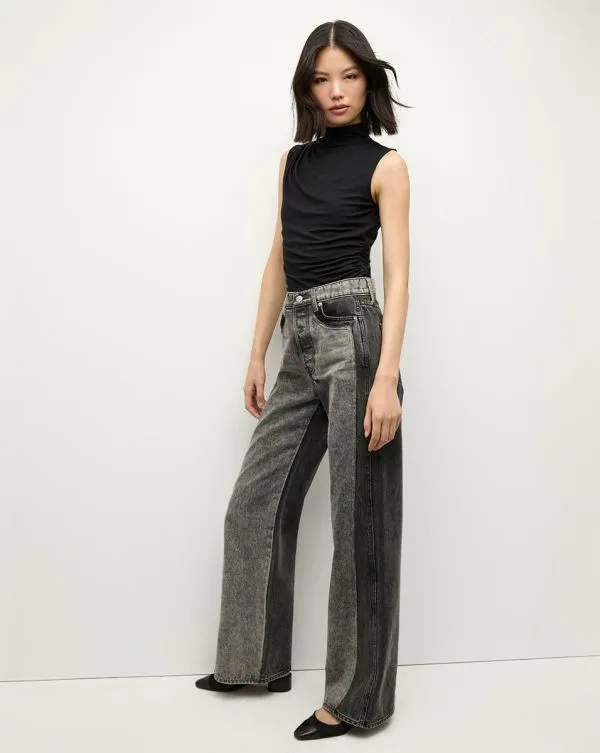 Taylor TwoTone WideLeg Jean Volcanic Stone Colorblock Women Veronica Beard Jeans Taylor TwoTone WideLeg Jean Volcanic Stone Colorblock Women Veronica Beard Jeans