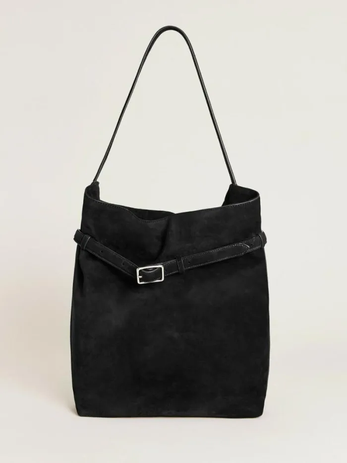 The Reformation Alessandra Bucket Bag Black Suede 8211 Bags