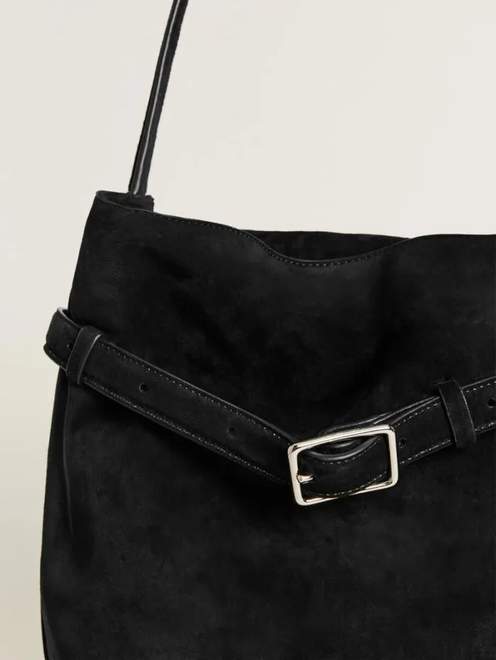 The Reformation Alessandra Bucket Bag Black Suede 8211 Bags