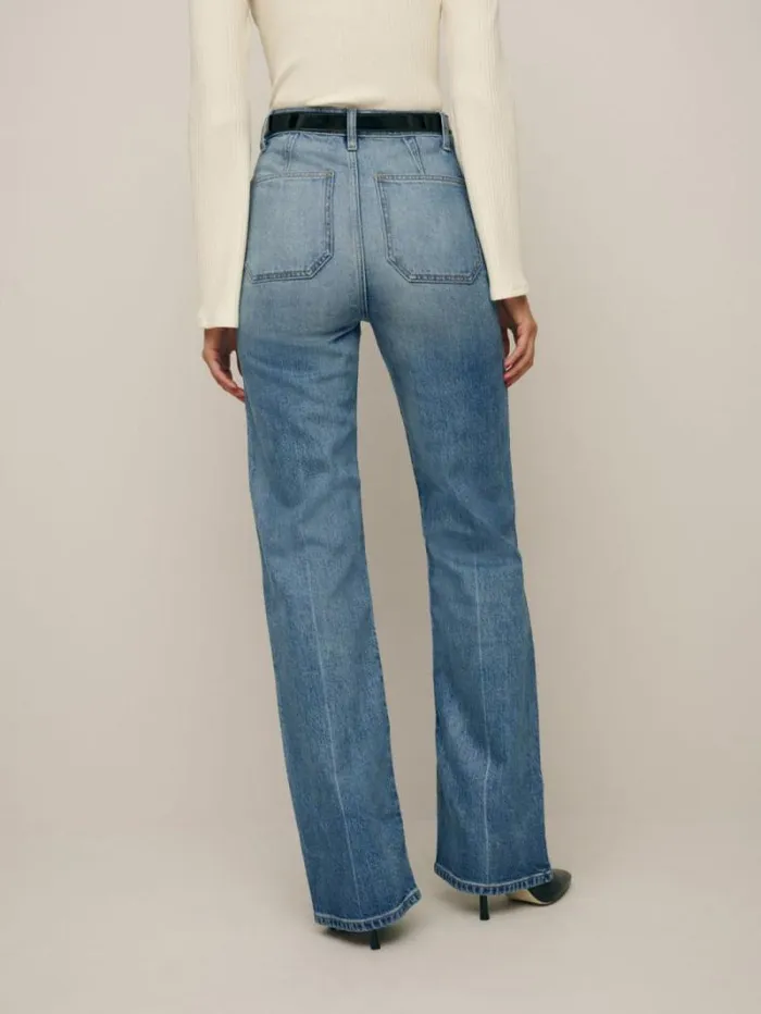The Reformation Alyssa High Rise Wide Leg Long Jeans Merritt 8211 Clothing